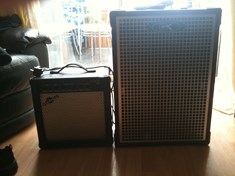 My Gear4music 25w combo sat next to my  500w GK MB212,