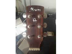 Headstock looking nice and old. Used a lot of sandpaper and elbow grease. To round the edges of the fret-board I just used a simple file then took some fine sandpaper to it. Feels/looks much nicer. After the initial sanding the fret-board rosewood was disappointingly light. I found that rubbing in a hand moisturizer actually did wonders to darken the wood.